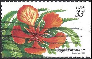 #3311 33c Tropical Flowers Royal Poinciana 1999 Used