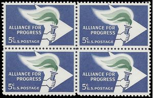 #1234 5c Alliance For Progress Block/4 1963 Mint NH