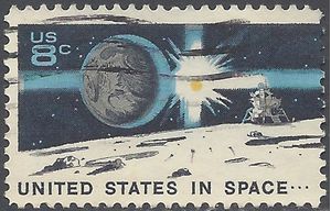#1434 8c Space Achievement Landing on the Moon 1971 Used