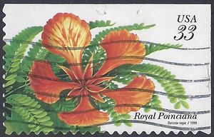 #3311 33c Tropical Flowers Royal Poinciana 1999 Used
