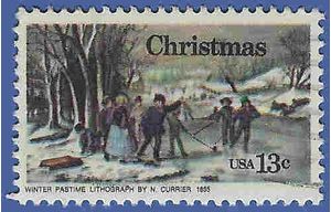 #1703 13c Christmas Winter Pastime 1976 Used