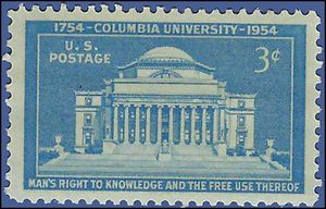 #1029 3c 200th Anniversary of Columbia University 1954 Mint NH