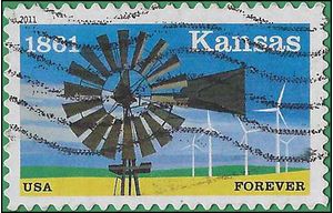 #4493 (44c Forever) 150th Anniversary Kansas Statehood 2011 Used