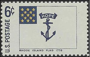 #1349 6c Historic American Flags Rhode Island 1775 1968 Mint NH