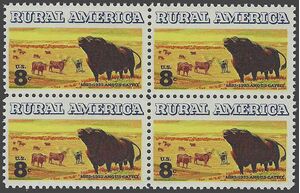 #1504 8c Angus and Longhorn Cattle Block/4 1973 Mint NH