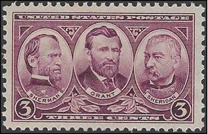 # 787 3c Generals Sherman,Grant and Sheridan 1937 Mint NH