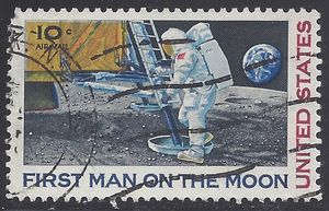 Scott C 76 10c US Air Mail First Man on the Moon 1969 Used