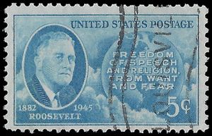 # 933 5c Franklin D. Roosevelt 1946 Used