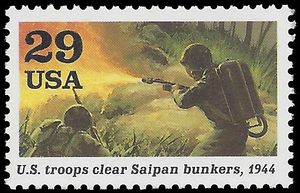 #2838g 29c World War II U.S. Troops Clear Saipan Bunkers 1994 Mint NH