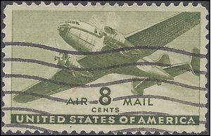 Scott C 26 8c US Air Mail Twin Motored Transport Plane 1944 Used