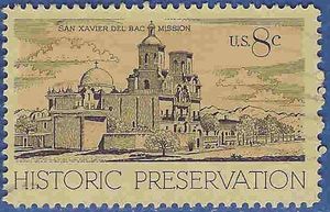 #1443 8c Historic Preservation San Xavier del Bac Mission 1971 Used
