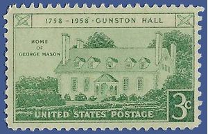 #1108 3c 200th Anniversary of Gunston Hall 1958 Mint NH