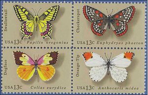 #1712-1715 13c Butterflies Block of 4 1977 Mint NH