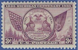 # 775 3c 100th Anniversary Michigan Statehood 1935 Mint NH