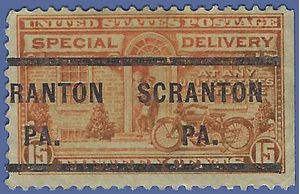 Scott E13 15c US Special Delivery Motorcycle Delivery 1925 Used Precancel Scranton PA