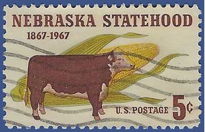 #1328 5c 100th Anniversary Nebraska Statehood 1967 Used