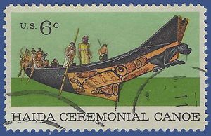 #1389 6c Haida Ceremonial Canoe 1970 Used