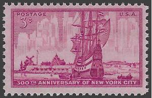 #1027 3c 300th Anniversary of New York City 1953 Mint NH