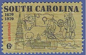 #1407 6c 300th Anniversary Founding South Carolina 1970 Used