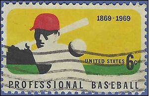 #1381 6c 100th Anniversary. Professional Baseball 1969 Used