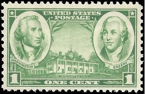# 785 1c George Washington and Nathanael Green 1936 Mint NH