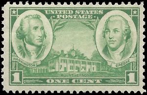 # 785 1c George Washington and Nathanael Green 1936 Mint NH