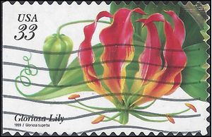 #3312 33c Tropical Flowers Gloriosa Lily 1999 Used