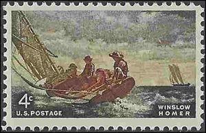 #1207 4c Breezing Up, by Winslow Homer 1962 Mint NH