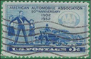 #1007 3c 50th Anniversary of American Automobile Assoc. 1952 Used