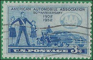 #1007 3c 50th Anniversary of American Automobile Assoc. 1952 Used