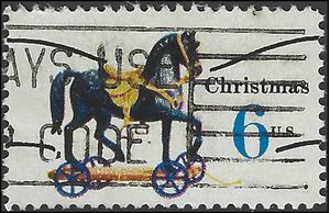 #1416a 6c Christmas Toys Horse on Wheels Precancel 1970 Used