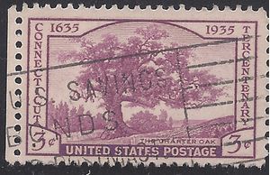 # 772 3c Connecticut Tercentenary 1935 Used