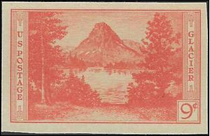# 764 9c National Parks Mt Rockwell Two Medicine Lake Imperf. 1935 Mint NH NGAI