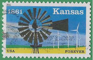#4493 (44c Forever) 150th Anniversary Kansas Statehood 2011 Used