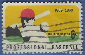 #1381 6c 100th Anniversary. Professional Baseball 1969 Used