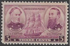 # 792 3c Navy Issue-Farragut & Porter 1937 Mint NH