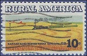 #1506 10c Rural America Wheat Fields and Trains 1974 Used