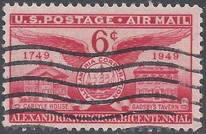 Scott C 40 6c US Air Mail 200th Anniv. Alexandria Va 1949 Used