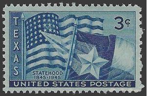 # 938 3c 100th Anniversary Texas Statehood 1945 Mint NH