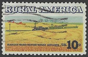 #1506 10c Rural America Wheat Fields and Trains 1974 Used