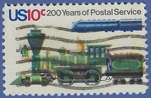 #1573 10c Old and New Locomotives 1975 Used