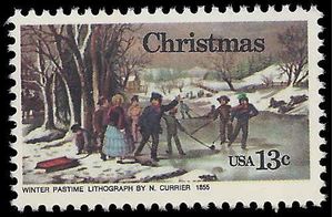#1702 13c Winter Pastime by Nathaniel Currier 1976 Mint NH