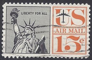 Scott C 63 15c US Airmail Statue of Liberty 1961 used
