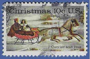 #1551 10c Christmas Currier and Ives 1974 Used