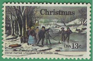 #1703 13c Christmas Winter Pastime 1976 Used