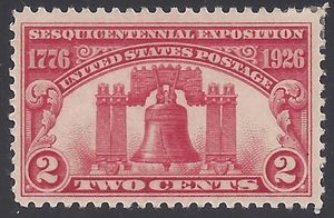# 627 2c Sesquicentennial Exposition 1926 Mint H
