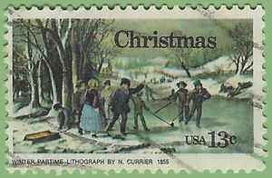 #1703 13c Christmas Winter Pastime 1976 Used