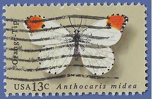 #1715 13c Butterflies Orange Tip 1977 Used