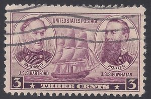 # 792 3c Navy Issue-Farragut & Porter 1937 Used