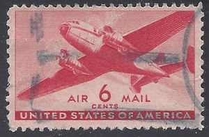 Scott C 25 6c US Air Mail Twin Motored Transport Plane  1941 Used